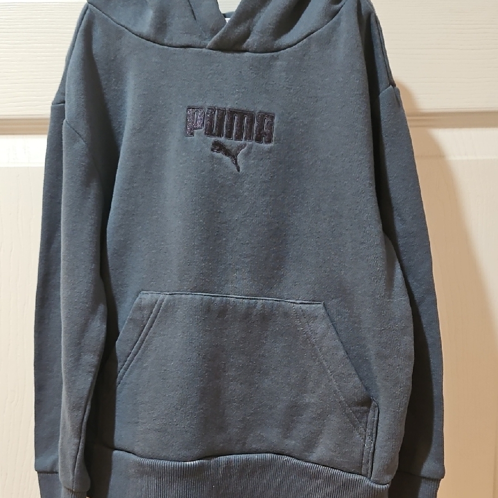 PUMA Child's Dark Gray/Blue Hoodie Size XS (5/6)